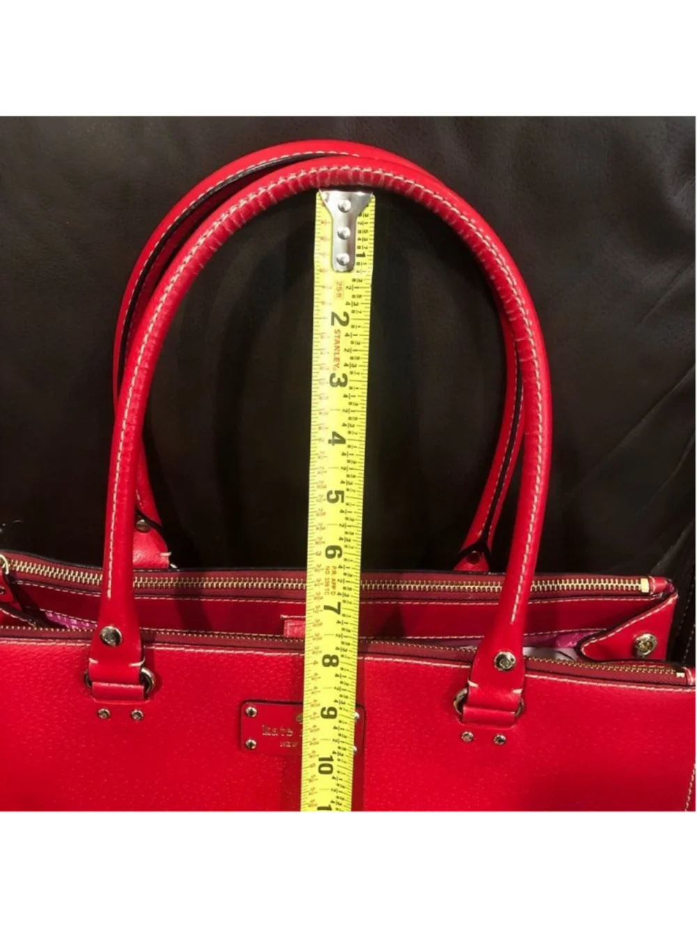 KATE SPADE Large Red Leather Tote Briefcase Shoulder Bag with Three Sections